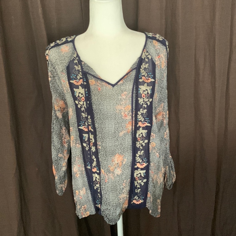 Lucky Brand embellished peasant top